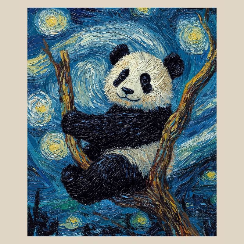 Panda Bär Van Gogh Style Starry Night