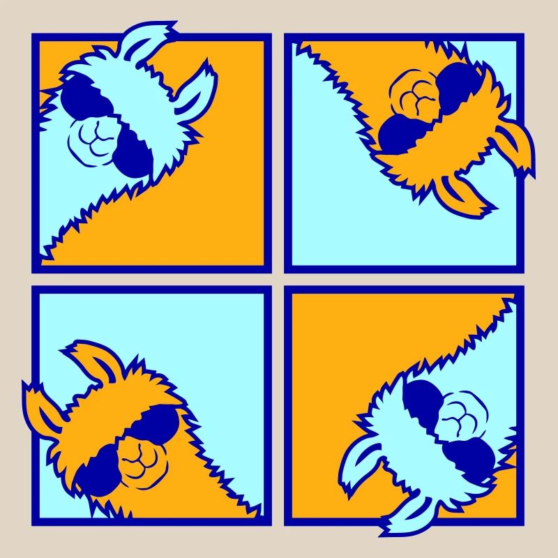 Four Colorful Llamas Tile Pattern 4 Pop Art Alpacas