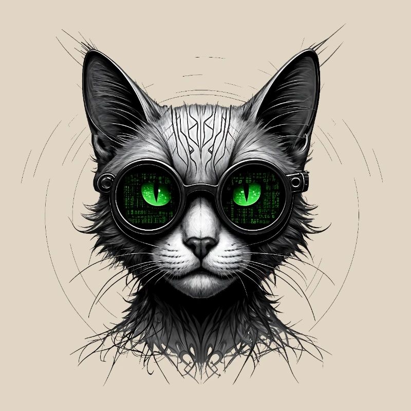 Grüne Augen Computer Programmierer Geek Katze