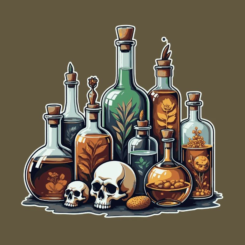 Alchemie Fläschchen Schädel Design