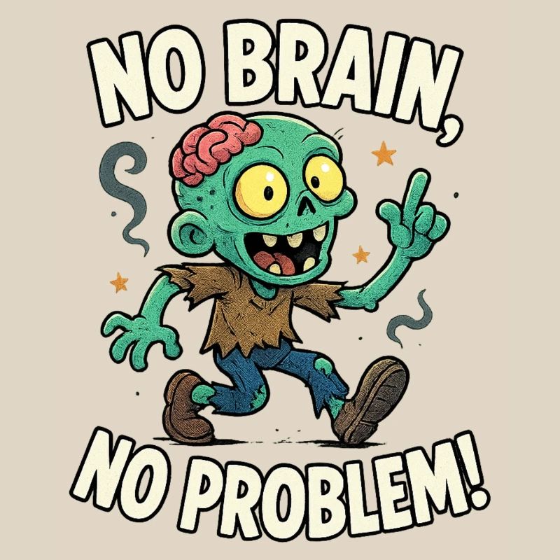 No Brain No Problem Zombie Tee