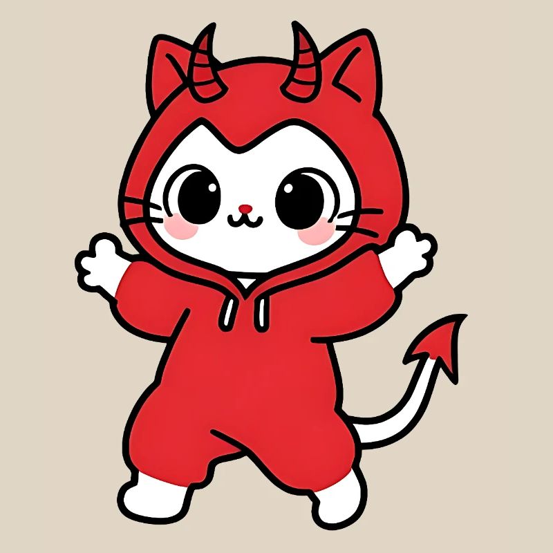 Cat Devil Kapuzenpullover Rot