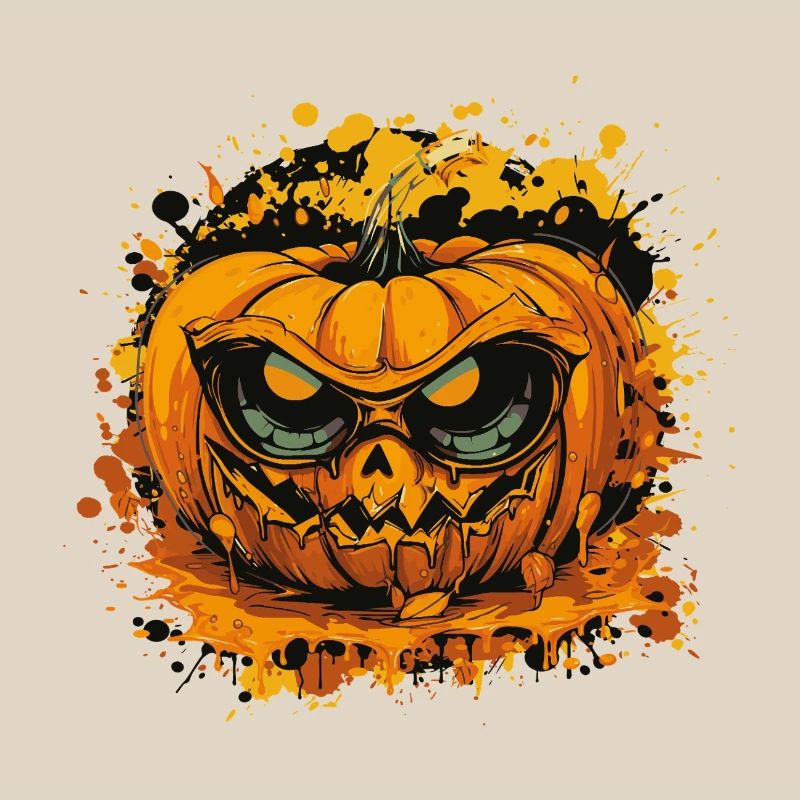 Visage de citrouille sinistre dans le style d’éclaboussures de couleur