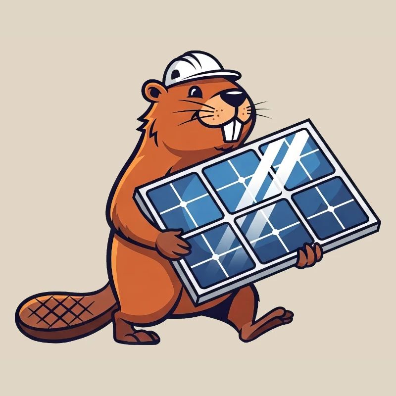 Beaver Installer Solar Panel Engineer Cartoon