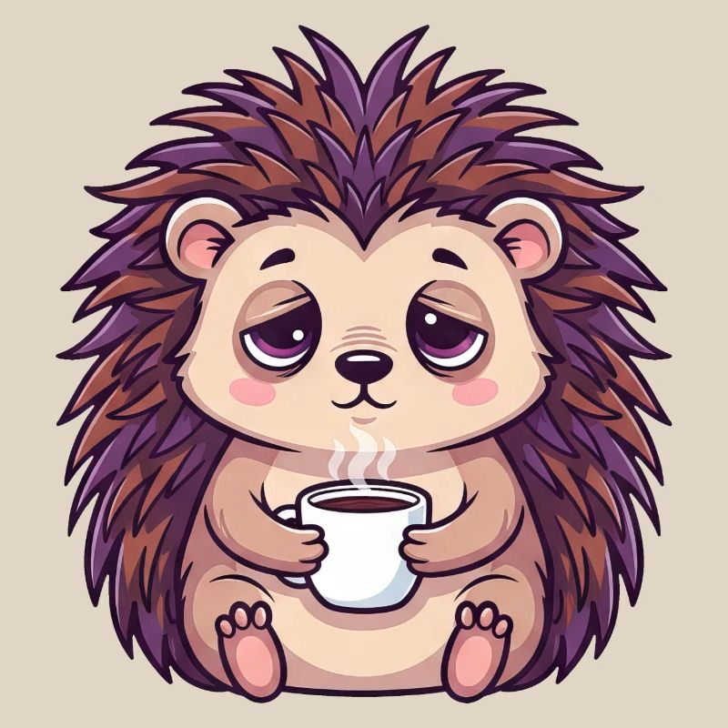 Cute Hedgehog Coffee Caffeine Cartoon Office Worker