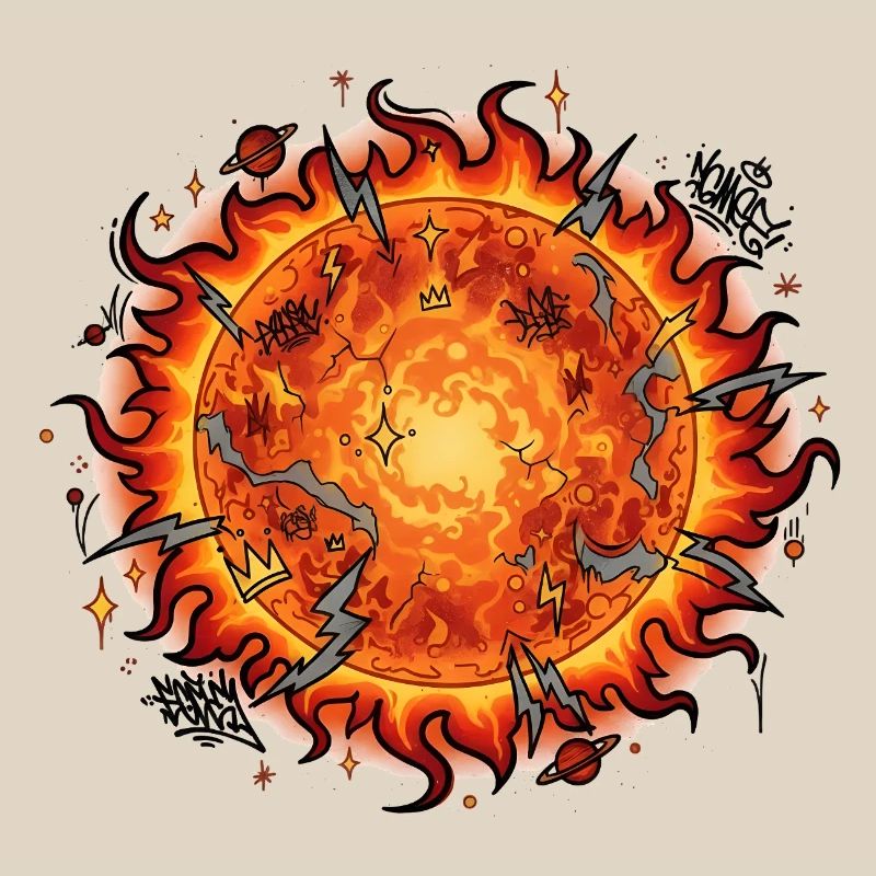 Flaming Sun Ball Explosion
