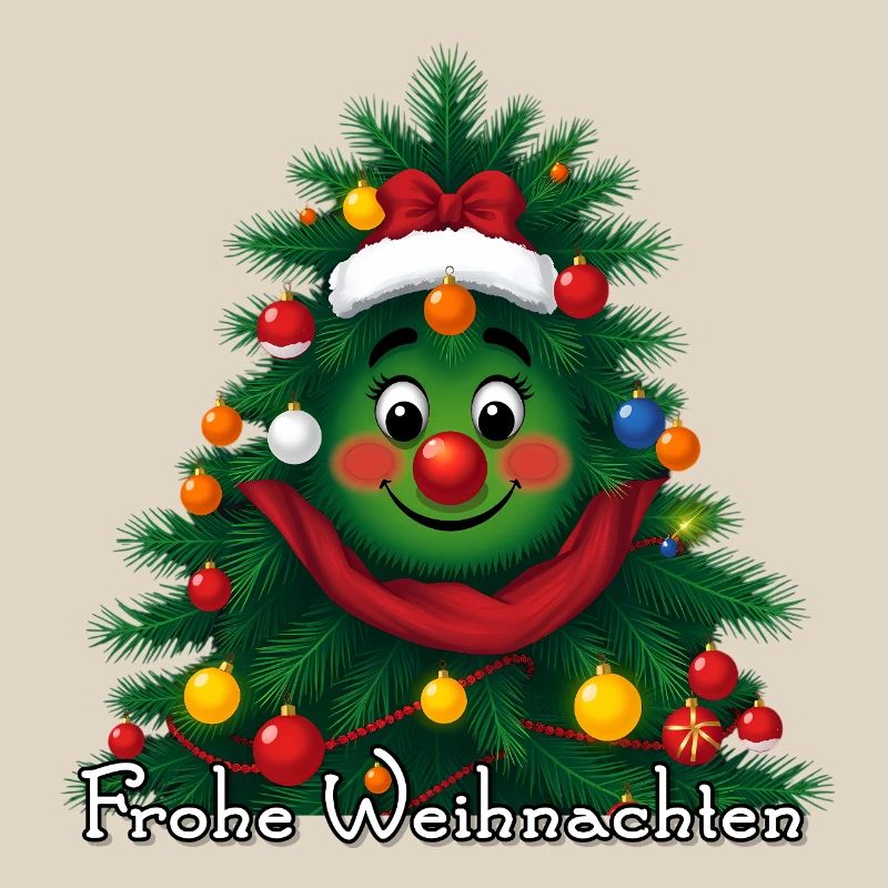 Merry Christmas tree with face