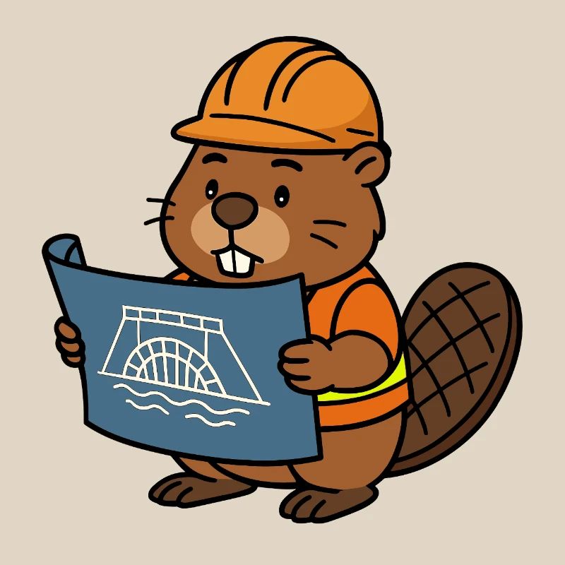 Beaver Ouvrier du bâtiment Bob Maître constructeur Plan Construction Barrage