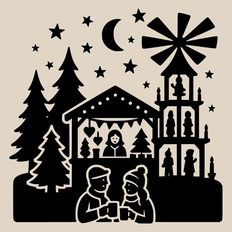 Silhouette du marché de Noël