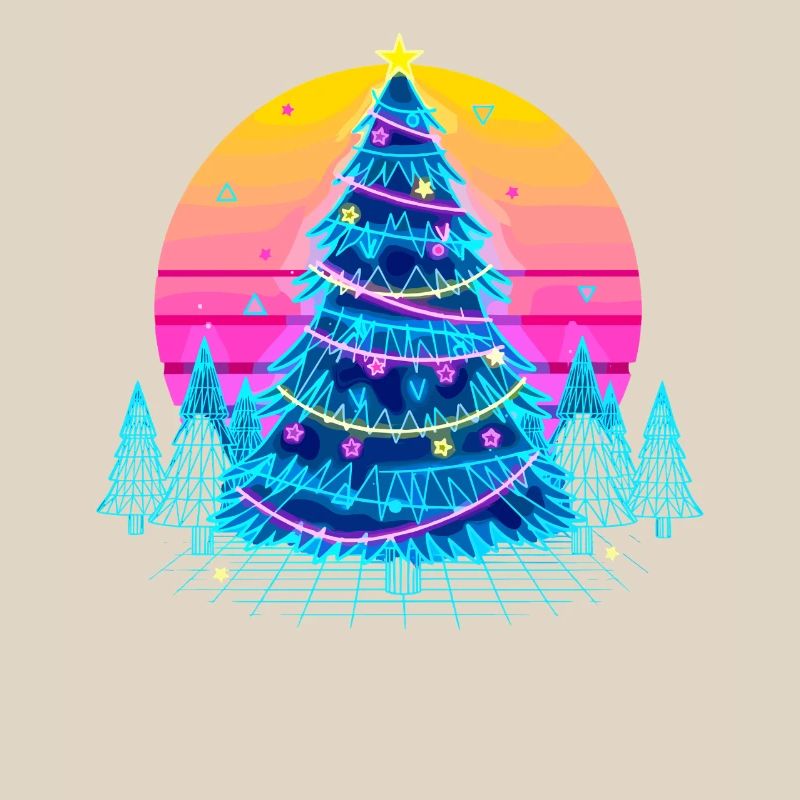 Neon Christmas Tree Sunset