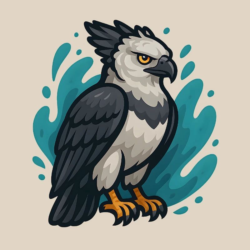 Harpy eagle with turquoise spray