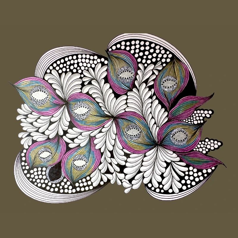 Peacock Feather Doodle Pattern