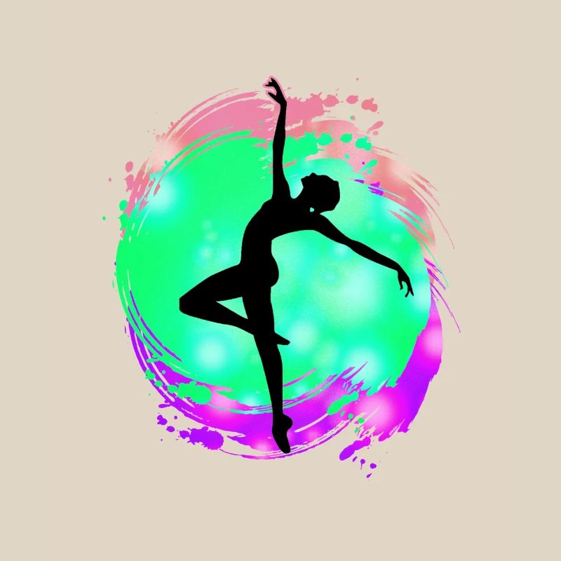 Silhouette de danseuse néon éclaboussure