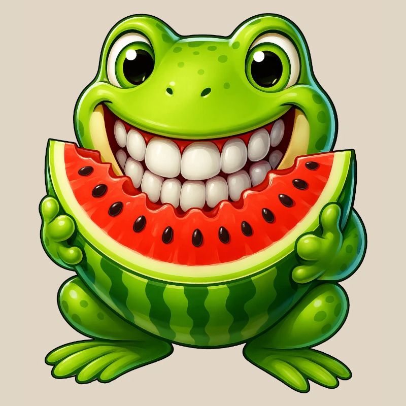 Crapaud grenouille joyeux avec pastèque été