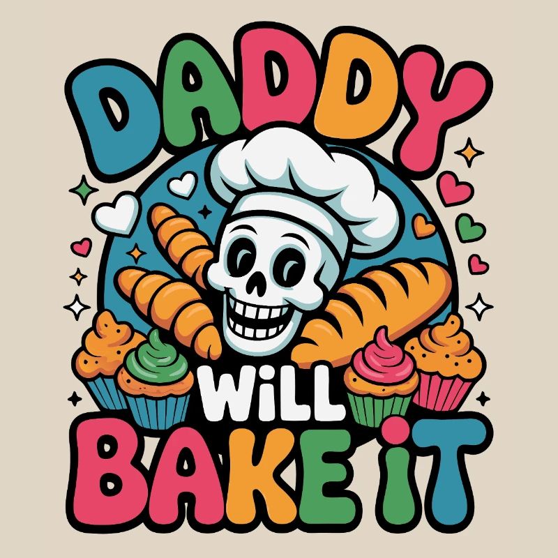 DADDY WILL BAKE IT Skull Bakery Design