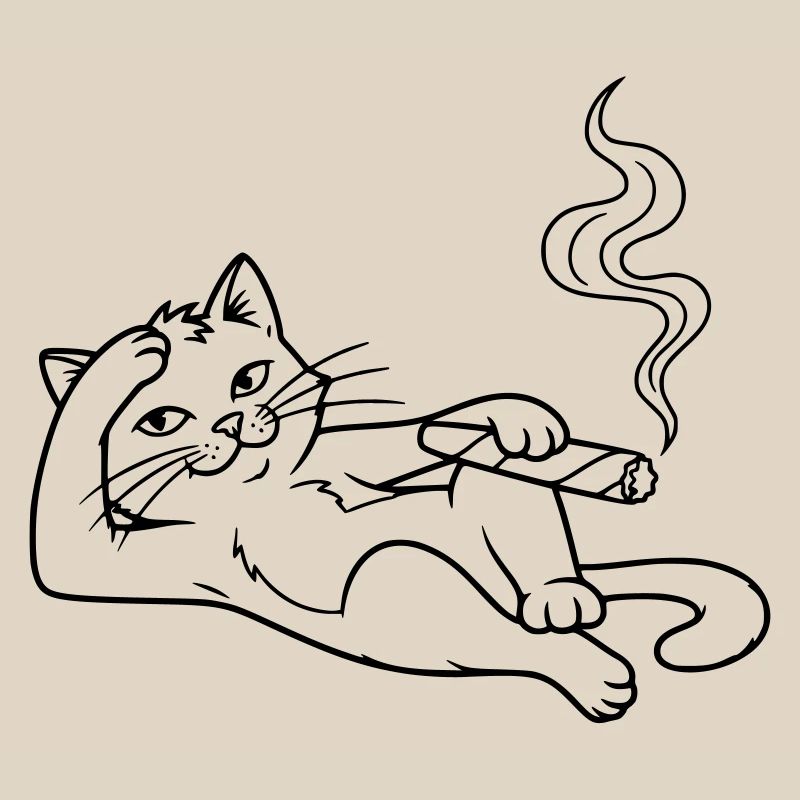 Chilling Cat with Cigar – Humorous Design
