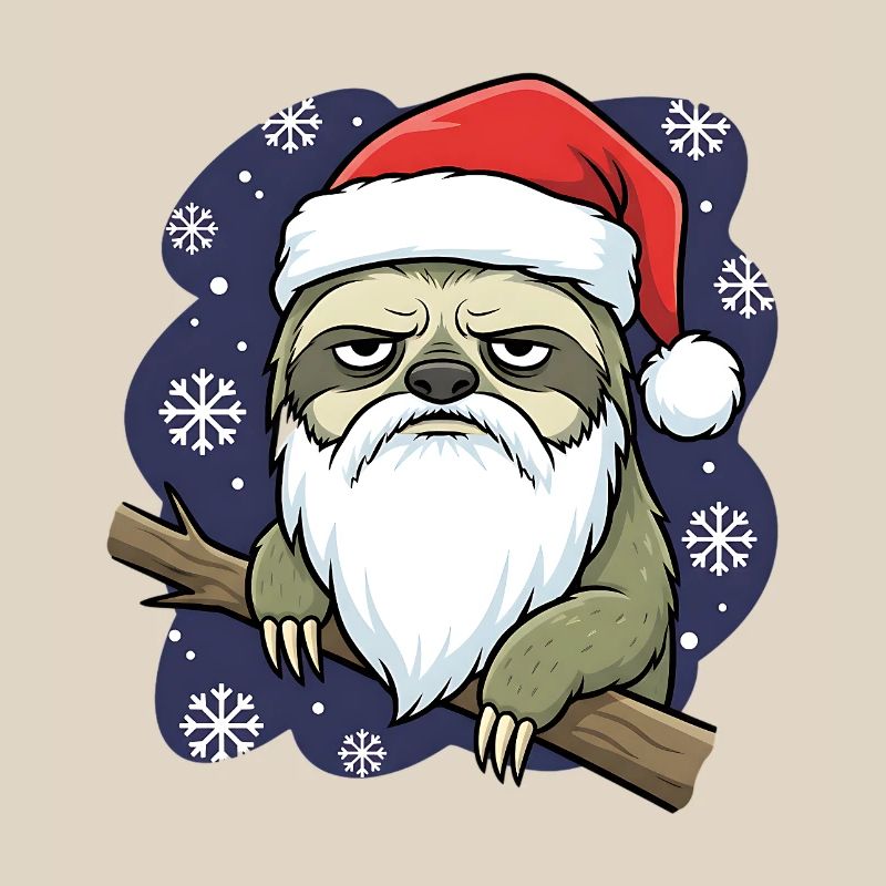 Funny Christmas Sloth Santa Grumpy