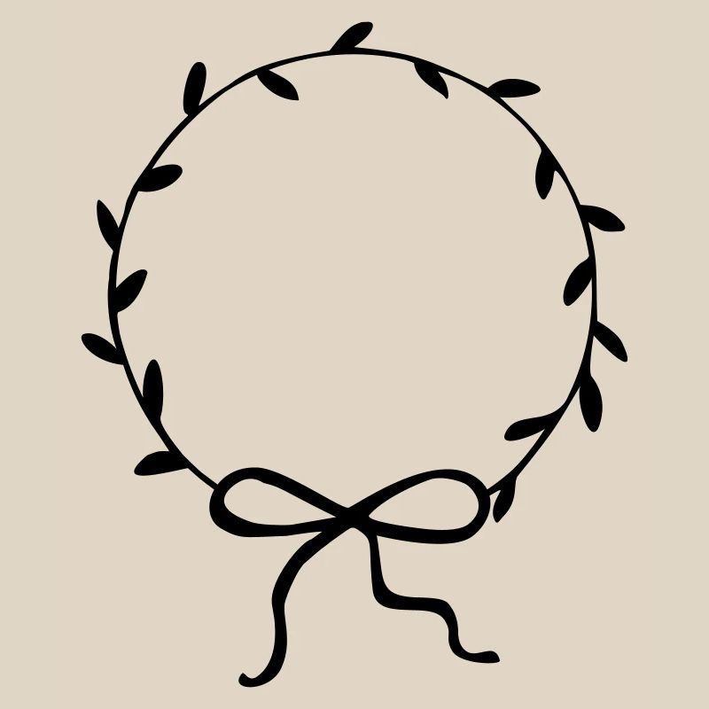 Couronne de feuilles avec arc dessiné à la main