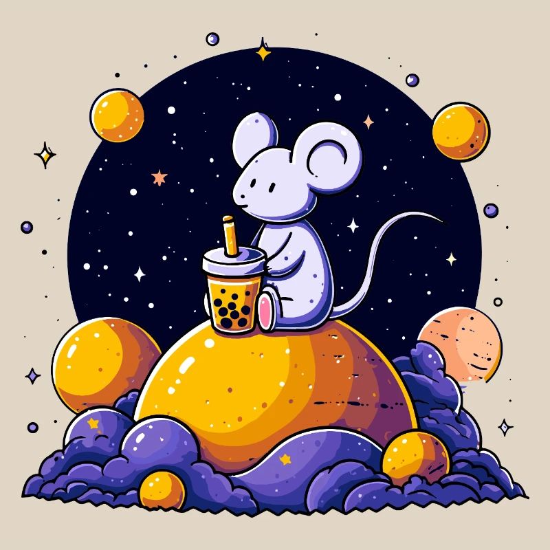 Space Mouse avec du bubble tea