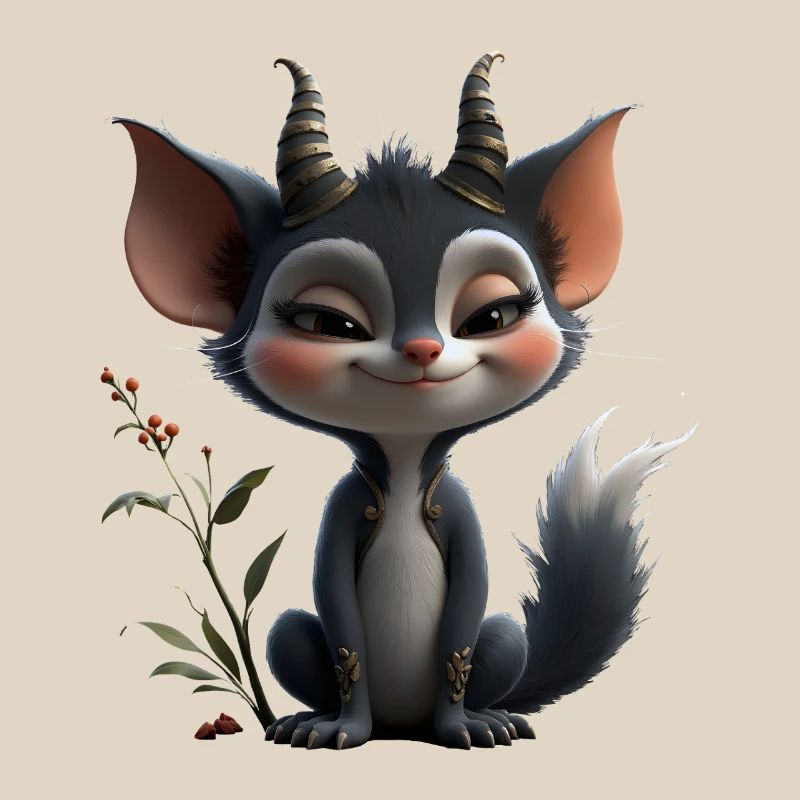 Chat Gobelin de la Forêt, avec des Cornes