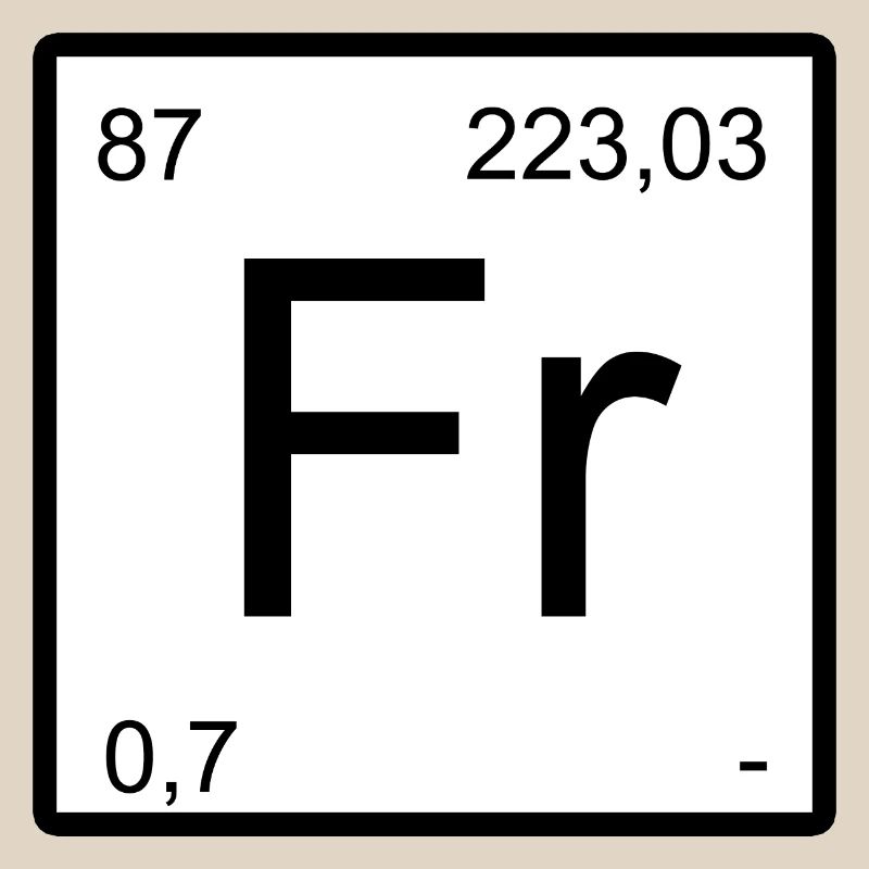 Conception des éléments de francium avec nombres de période