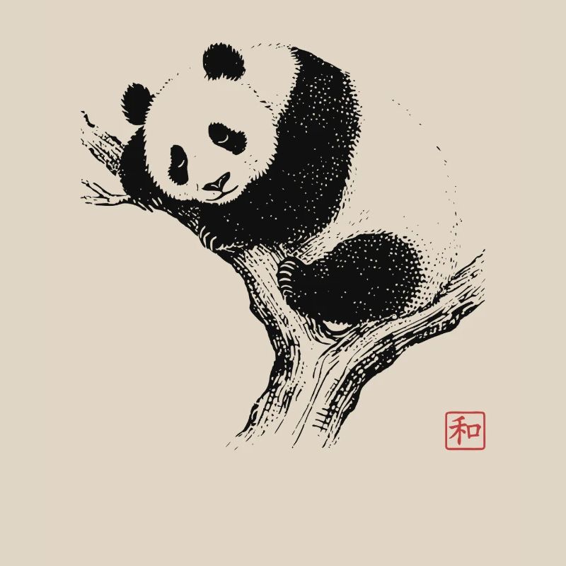Sleeping Panda Zen Art