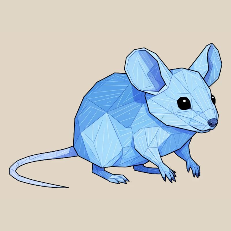 Blauer Low-Poly Maus