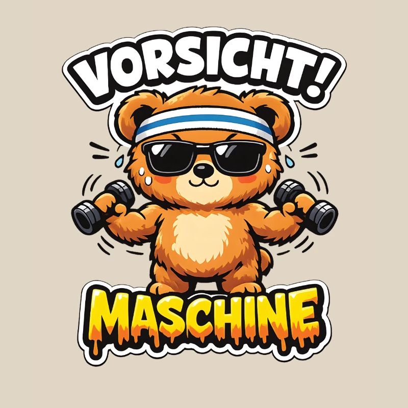 Caution Machine Bear with Dumbbells