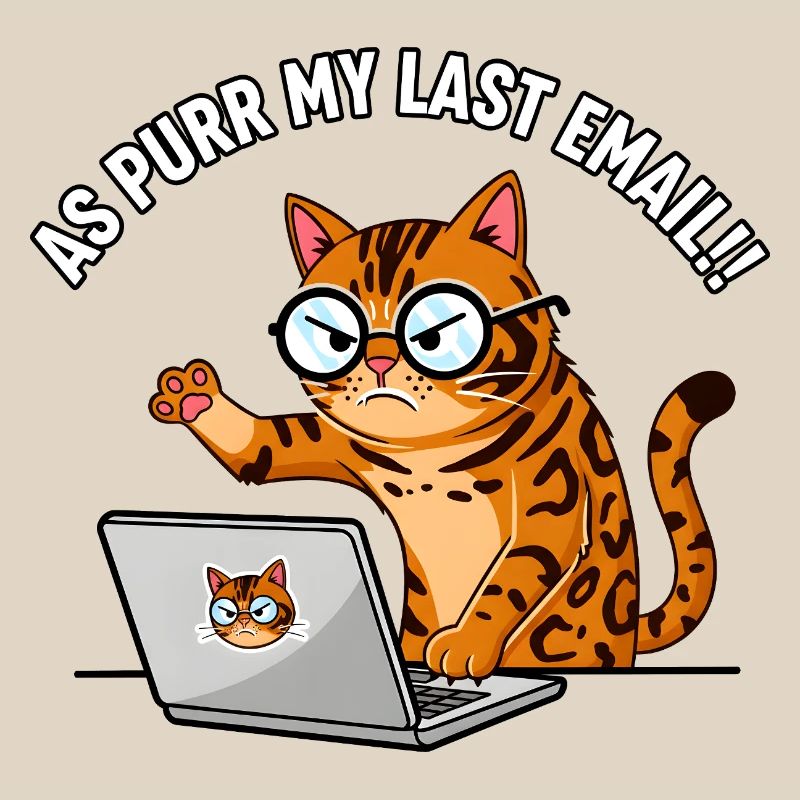 Chat de bureau en colère ronronne Mon dernier e-mail