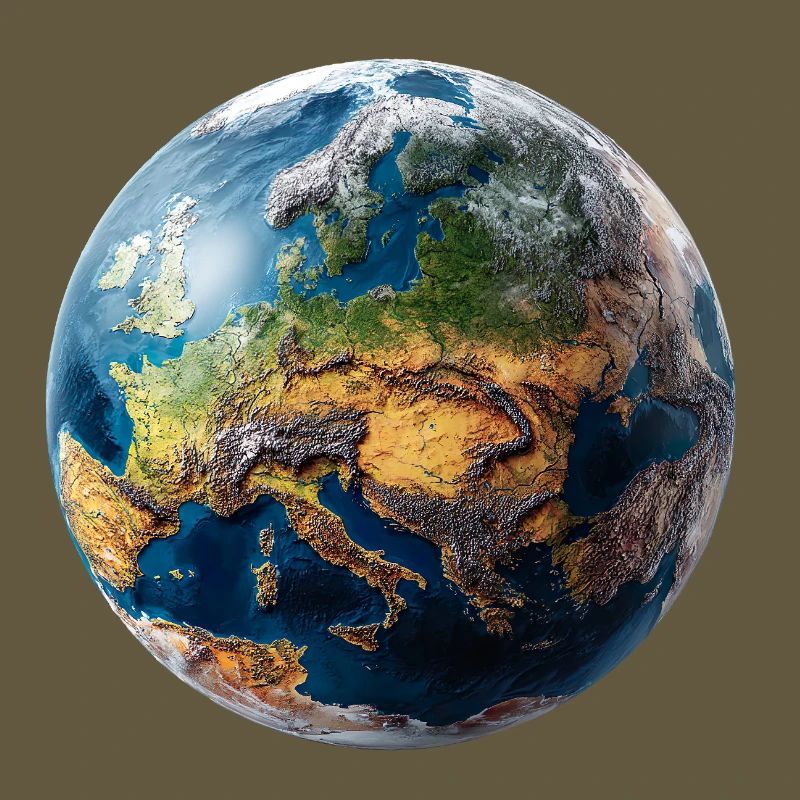 Conception du globe : paysage Europe-Asie