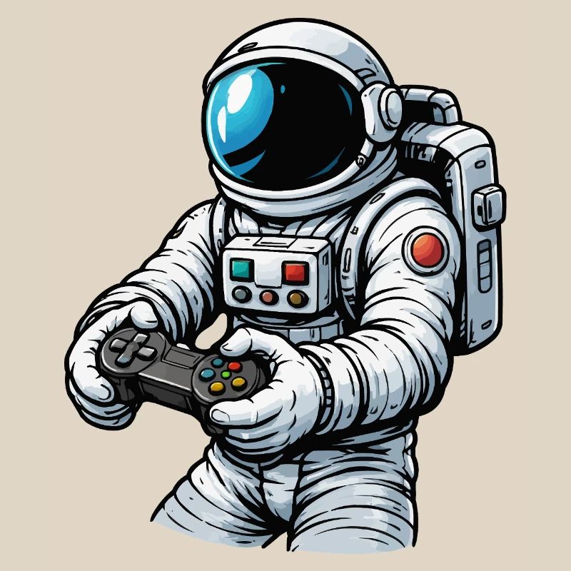 Astronaut mit Gamecontroller