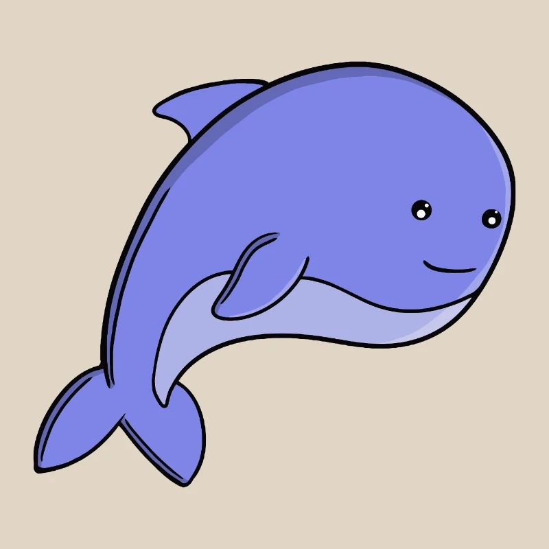 Süßer blauer Fisch-Kawaii-Delfin- oder Schweinswal-Cartoon