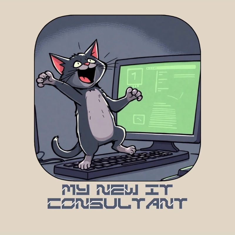 IT cat at the computer