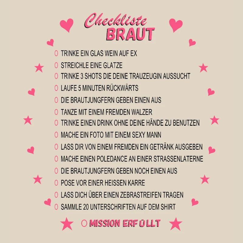 Checklist de la mariée rose
