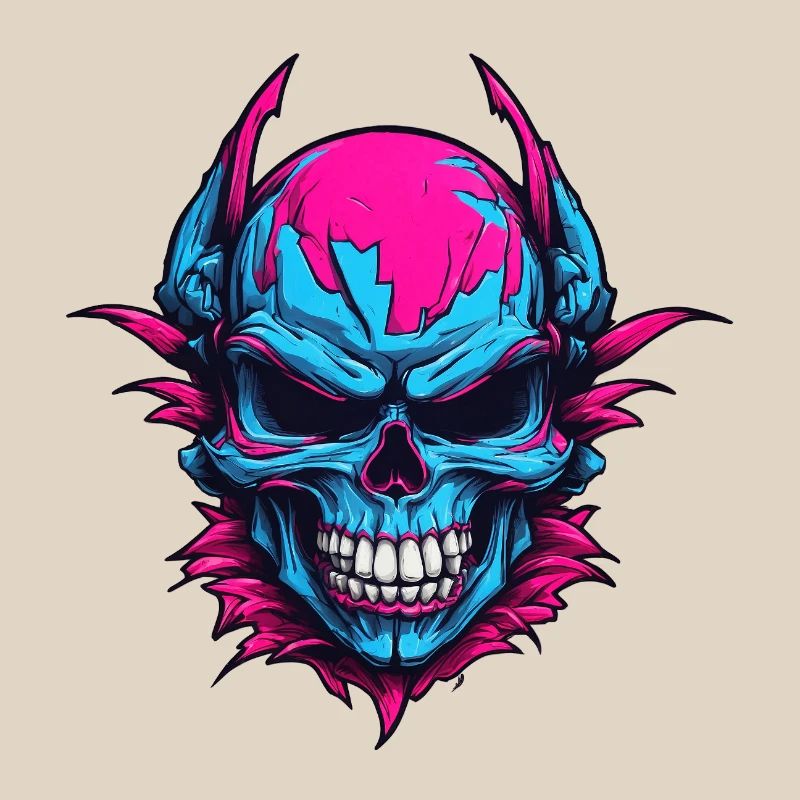 Neon Devil's Skull