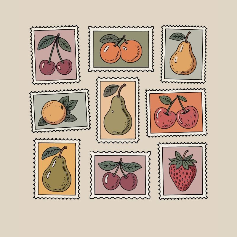 Pastel Fruit Stamp Pattern