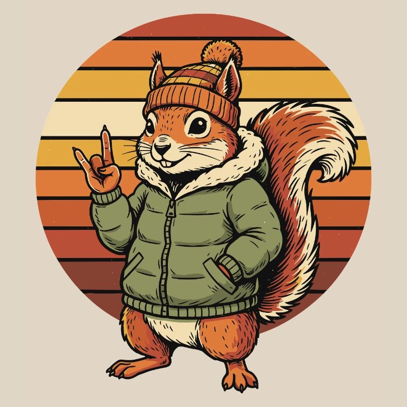 Cool Squirrel - Winter Retro Design