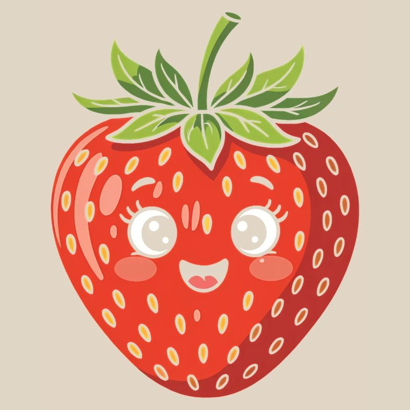 Fraise avec visage Fruit Drôle Mignon Mignon