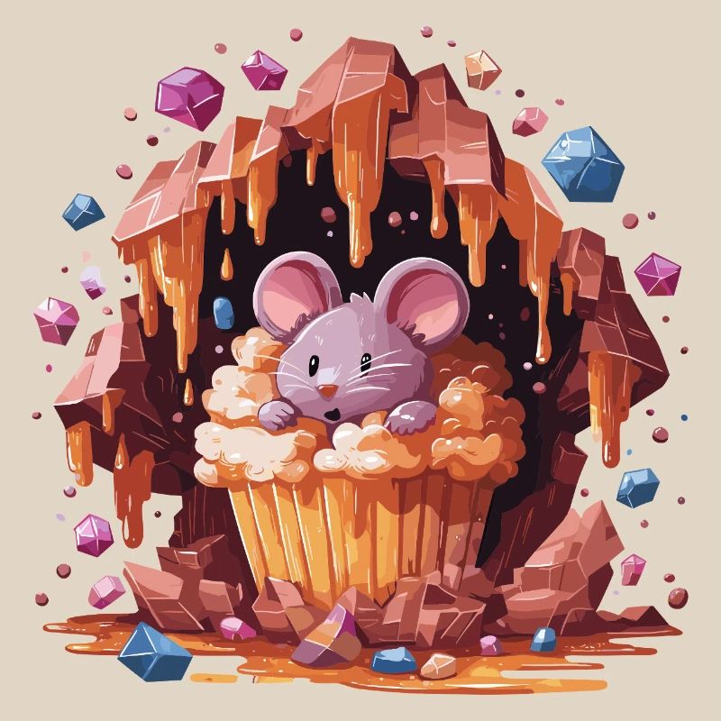 Mouse in crystal cupcake