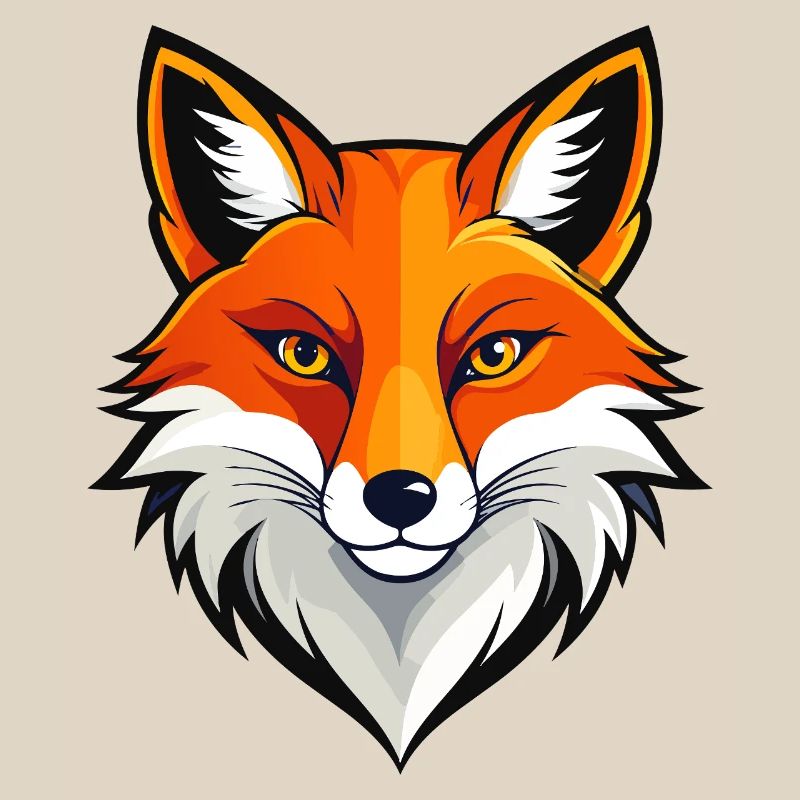 Bold Fox Head Illustration Red Fox Head Motif
