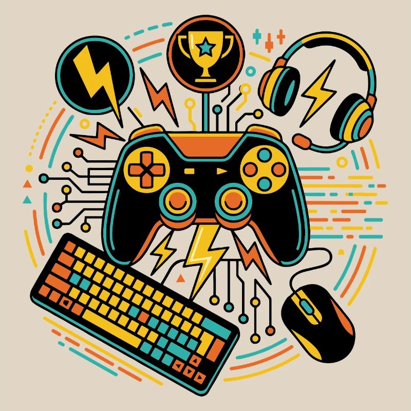 Neon Gaming Controller Motif