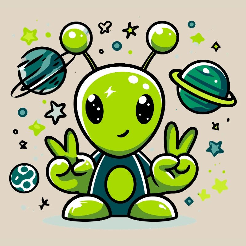 Extraterrestre vert dans l’espace