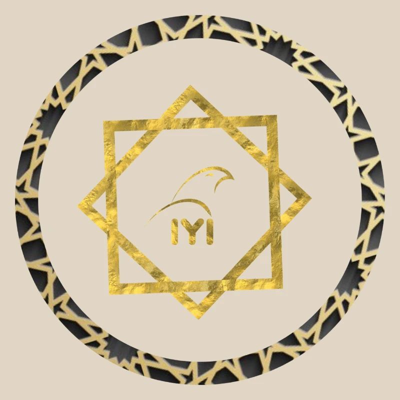 Geometric gold logo with pattern frame