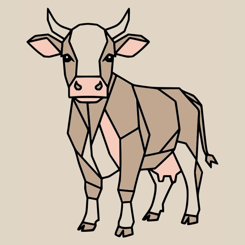 Vache géométrique Low Poly Modern