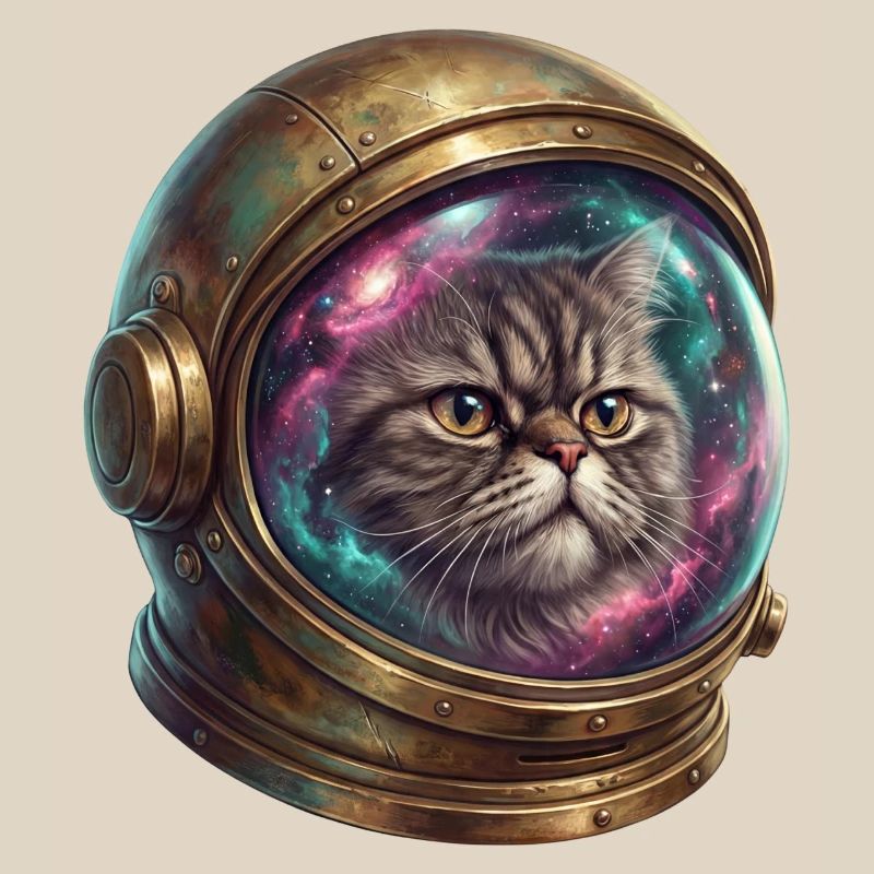 Astronaute chat dans un casque spatial