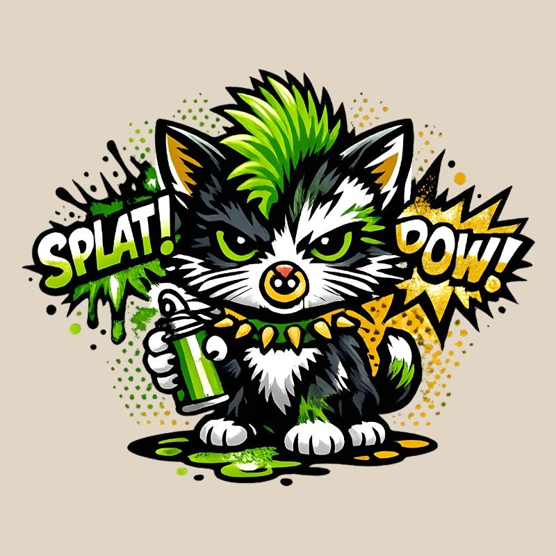 Neon Graffiti Kitten Sprayer