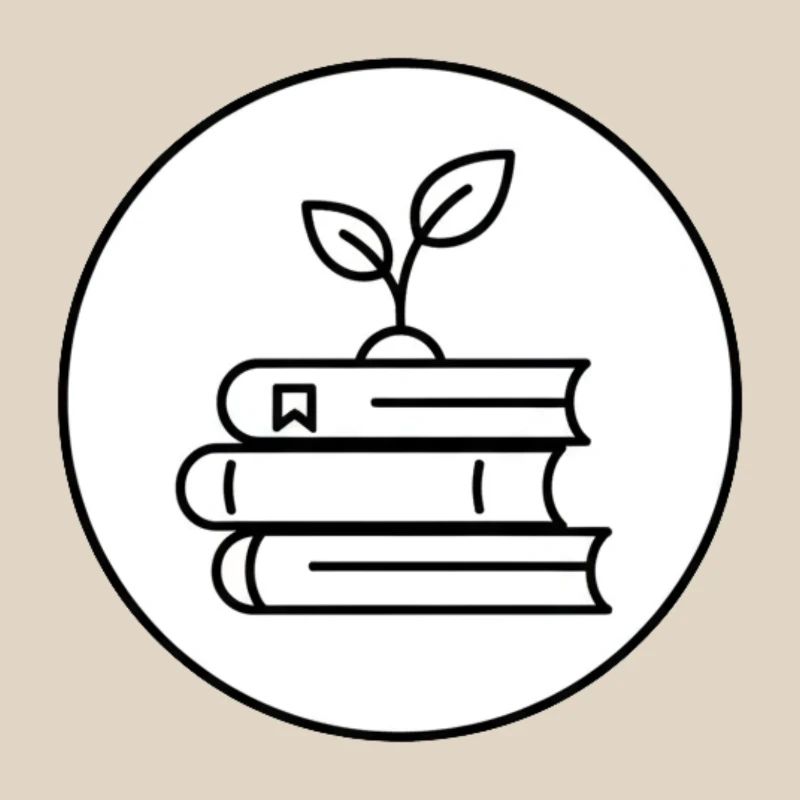 Minimalist Book Stack with Plant Cozy Reading
