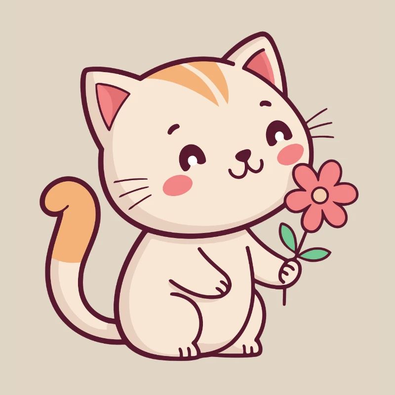 Chaton et fleur