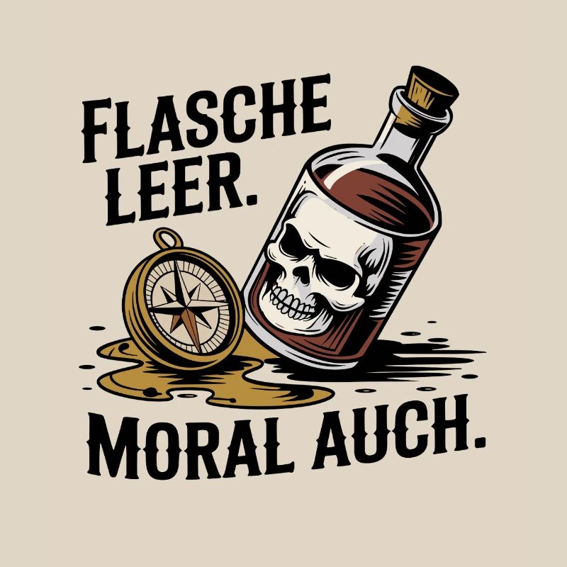 Bottle Empty Morale Also Skull Compass Alcohol