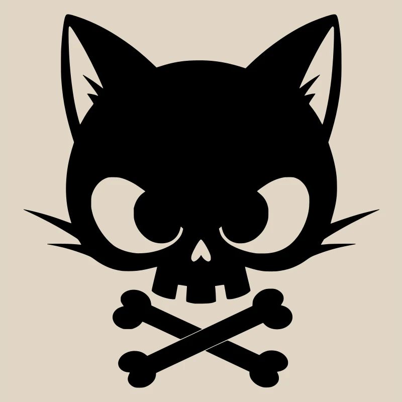 Katzen-Schädel mit Knochen | Gothic Cute Icon